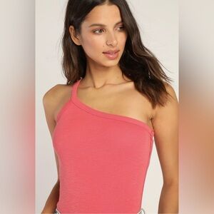 Free People Lovebird Pink One Way Or Another One Shoulder Tank NWT